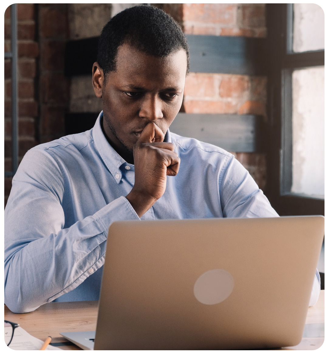 A man is working with his laptop.